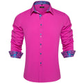 Men's Casual Long Sleeve Shirt with Inner Paisley Contrast Pattern Elegant Turn Down Collar Dress Shirt for Business Date Tops