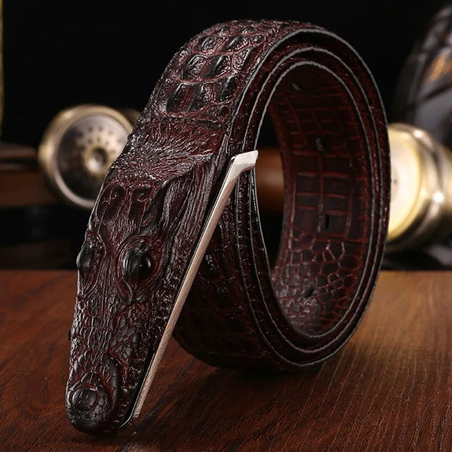 Fashion 3D Alligator Crocodile Shape Cow Leather Belt For Men Coffee Black Mens Belts Luxury Designer Belts Men High Quality B2