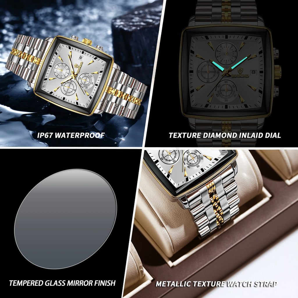 BINBOND Luxury Quartz Watches for Men Auto Date Chronograph Luminous Waterproof Men's Watch Business Sport Fashion Casual Reloj