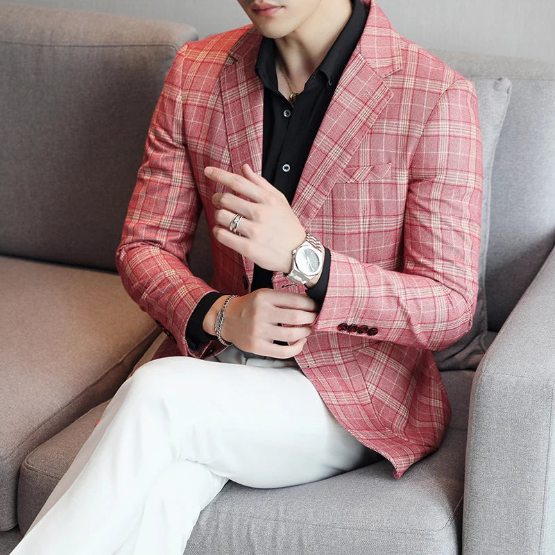 2024 New High-end Men's Two-button Suit Fashion Matching Handsome Casual Dating Slim Suit Single West Coat  Gucci Blazer Men