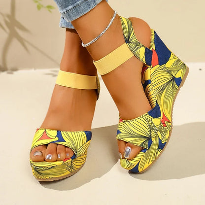Shoes for Women  New Women Wedge Sandals Retro Ethnic Printing Platform Sandals Ladies Casual Comfortable Outdoor Sandals