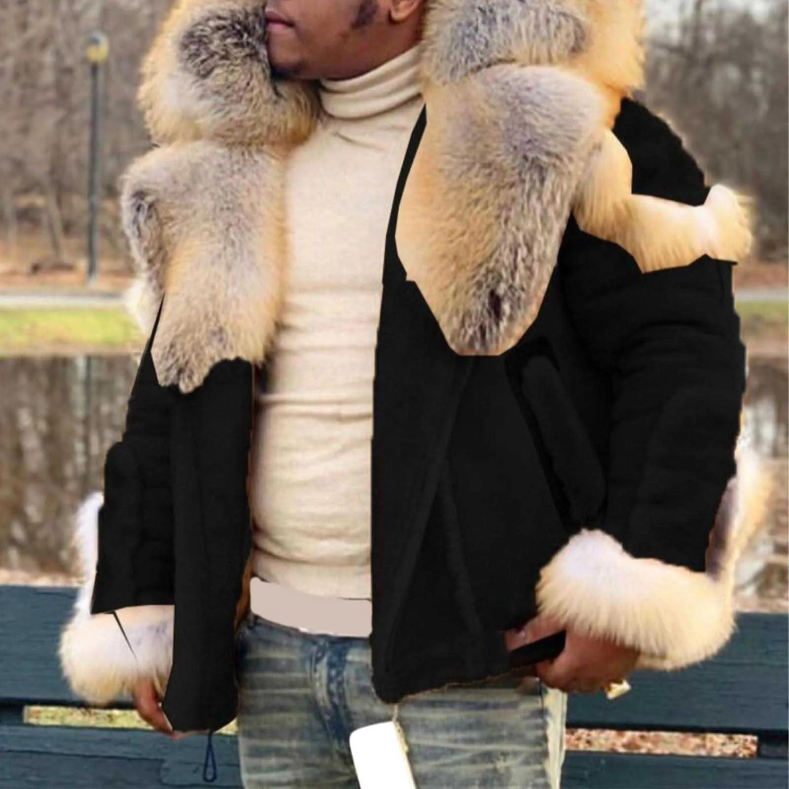 Zippered Cardigan Sweaters For Men Men Plus Size Faux ' Lapel Long Sleeve Padded Leather Jacket Vintage Style Thicken 남자 가디건