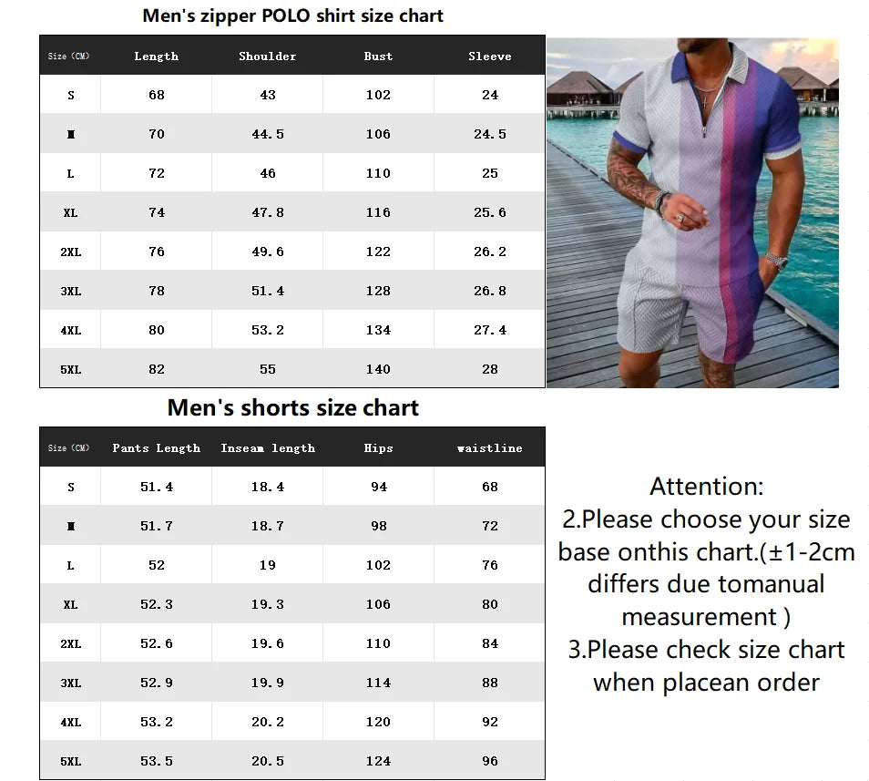 Sommer Neuer Trend Herren-Trainingsanzug Freizeit-Reißverschlusskragen 3D-Druck Poloshirt-Anzug 2-teiliges Set Bunte Streetwear Kleidung Übergröße