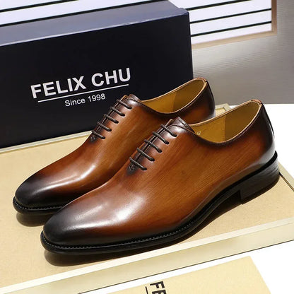 Designer Genuine Leather Mens Wholecut Oxford Shoes Luxury Brand Black Brown Dress Shoes for Business Office Formal Wear