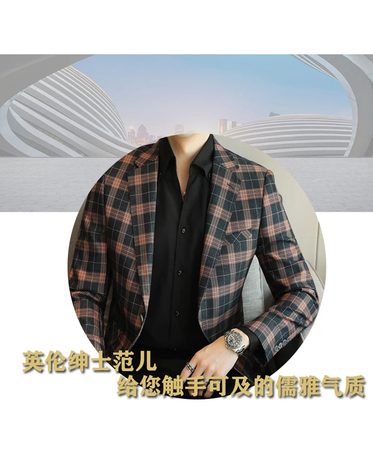 2024 New High-end Men's Two-button Suit Fashion Matching Handsome Casual Dating Slim Suit Single West Coat  Gucci Blazer Men