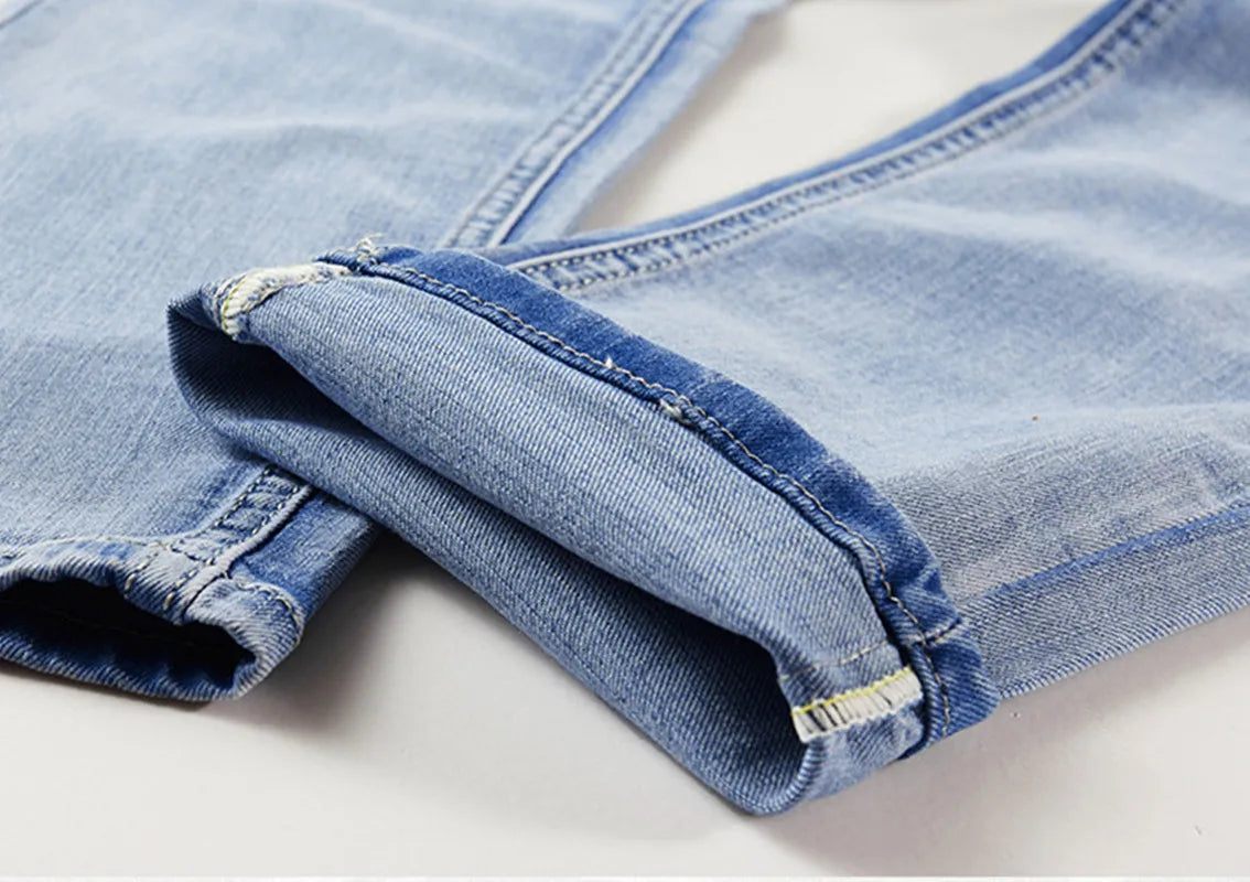 Frühling Herbst Denim Anzug Herren Slim Micro-Stretch Zweiteiler Frühling und Herbst Jacke Jeans