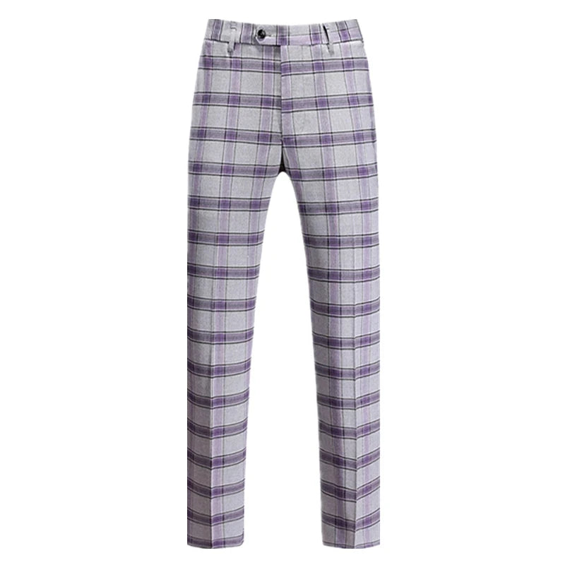 New Autumn Men's Asian Size Slim Fit Suit Pants, Black White Plaid Pant, Red Blue Vertical Striped Trousers. M-5XL 6XL