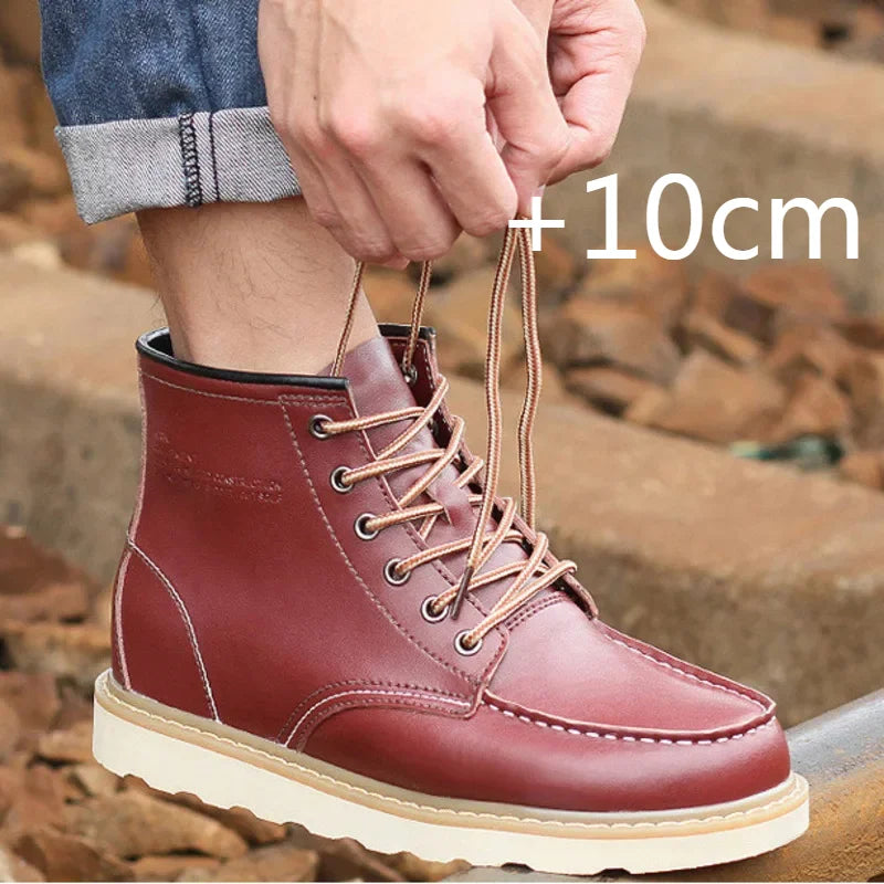 2024 Men Boots Elevator Shoes Hidden Heels High Soft Leather Heightening Shoes For Man Increase Insole 10CM 8CM 6CM Height Boots