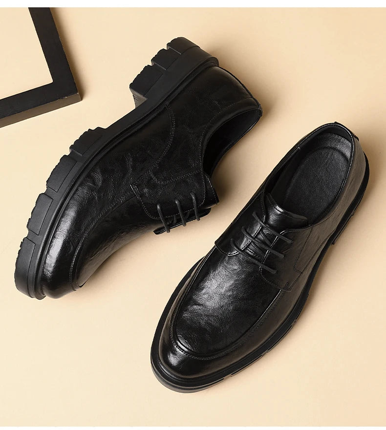 Men Dress Elevator Shoes Platform Breathable Lift Casual Business Luxury Genuine Leather Heightening Shoes 5/8/10CM Taller Male