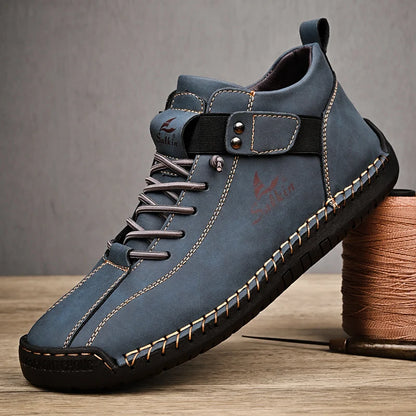 New  Handmade Leather Casual Men Shoes Design Sneakers Man Breathable Leather Shoes Men Ankle Boots Outdoor