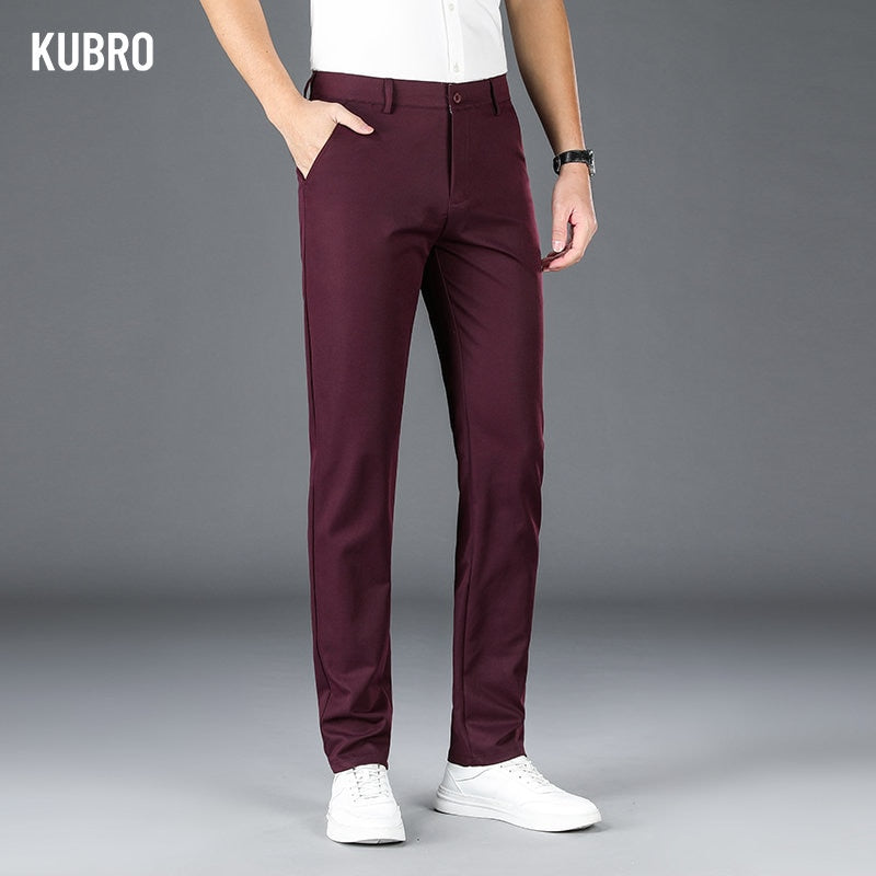 KUBRO Pantaloni casual pentru bărbați, la modă, toate se potrivesc, pentru bărbați, largi, drepti, modă de afaceri, rochie formală, pantaloni de costum, mărime mare 38 40