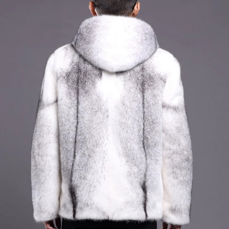 Luxury Winter Warm Faux Fur Coat Men Hooded Thick Fur Coat Jacket Plus Size Branded Zipper Designer Men's Clothing Slim Jackets