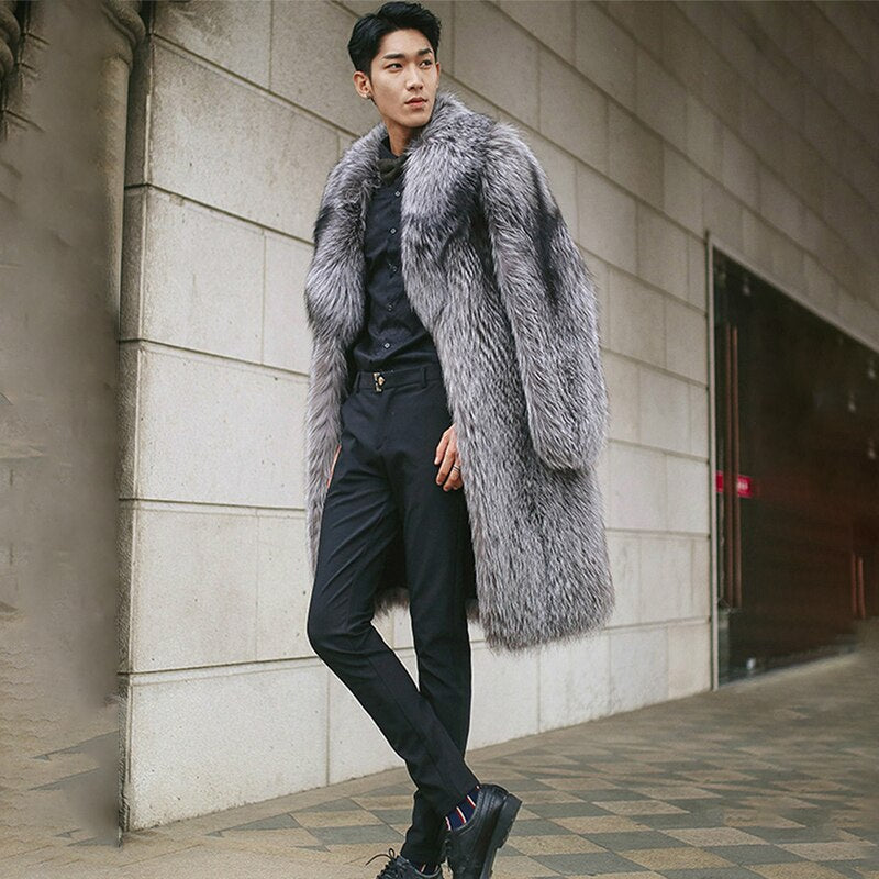 PFHQ 2023 Men's Loose Trendy Imitation Mink Hair Coat New Fashion Faux Fur Fox Long Big Size Male Clothes Free Shipping 21Q4429