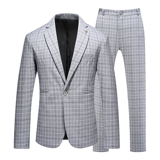 High-quality (Blazer + Trousers) Men's British Style High-end Simple Business Elegant Fashion Leisure Work Is A Two-piece Suit