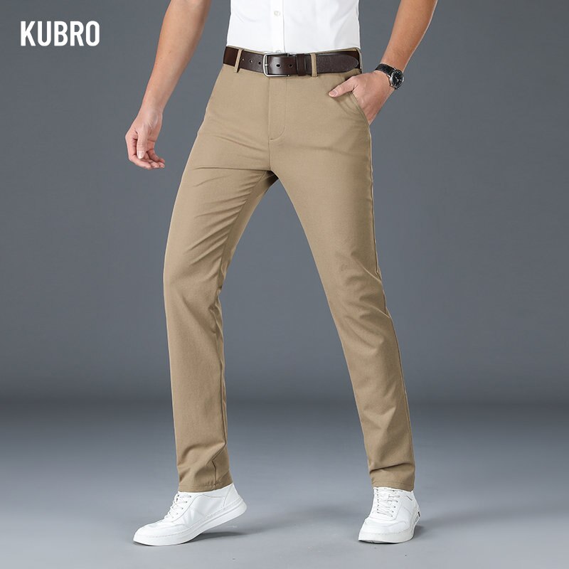 KUBRO New Men's Trendy All Match Casual Trousers Male  Loose Straight Business Fashion Formal Dress Suit Pants Plus Size 38 40