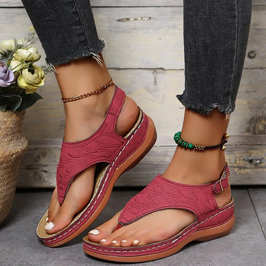 2023 Summer Women Strap Sandals Women's Flats Open Toe Solid Casual Shoes Rome Wedges Thong Sandals Sexy Ladies Shoes