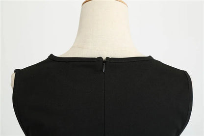 Black White Polka Dot Summer Dress Women Sleeveless Vintage 50s 60s Party Office Dresses