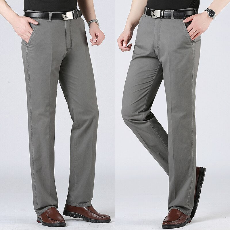 Summer Thin Men&#39;s Suit Pants Cotton Elastic Office Casual Comfort Straight Leg Pants Men&#39;s Pants