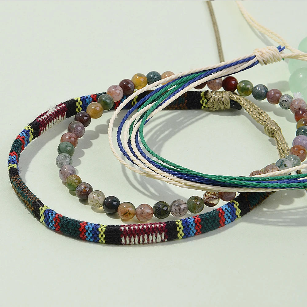 3pcs Bohemian Adjustable Hand Woven Bracelet Colorful Summer Bracelet Beach Bracelet Bohemian Jewelry
