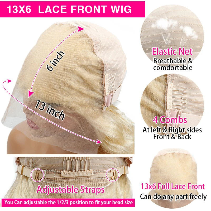 613 Colored Straight Human Hair 13x4 HD Blonde Lace Front Wigs 200 Density 13x6 Transparent Full Lace Frontal Wigs 44 46 Inches