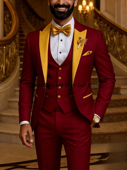 Quality Men's Suit  Fit Tuxedo 3 Pieces Suit Dress Wedding Work & Party
