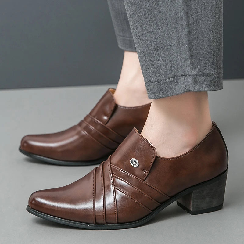 High-End Marke Herren Business Schnürschuhe Leder Erhöhte Höhe Britische Schuhe Herren Spitz zulaufende Zehe Schuhe Hochzeit Stiefel Größe:37-46