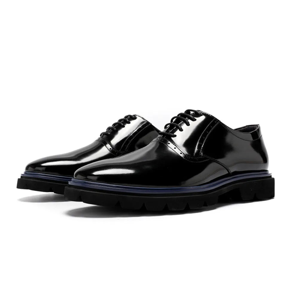 Echte Vollnarbenleder Herren Business-Schuhe Polierter britischer Stil Business Casual Oxford-Schuhe Mode Color-Block Spitz zulaufend