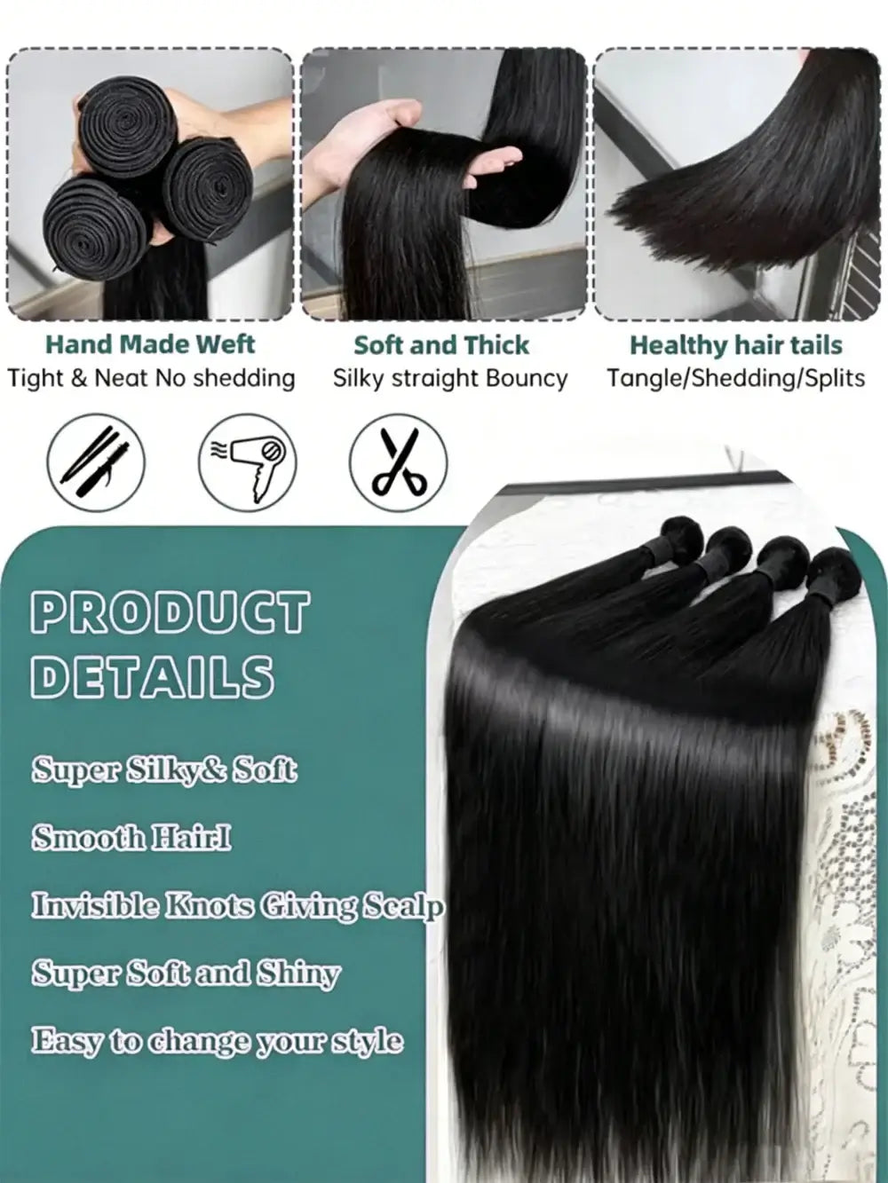 Echthaar Knochenglatte Bundles 30 40 Zoll Rohes Haar 1 3 4 Bundles Brasilianische Haarverlängerungen für schwarze Frauen