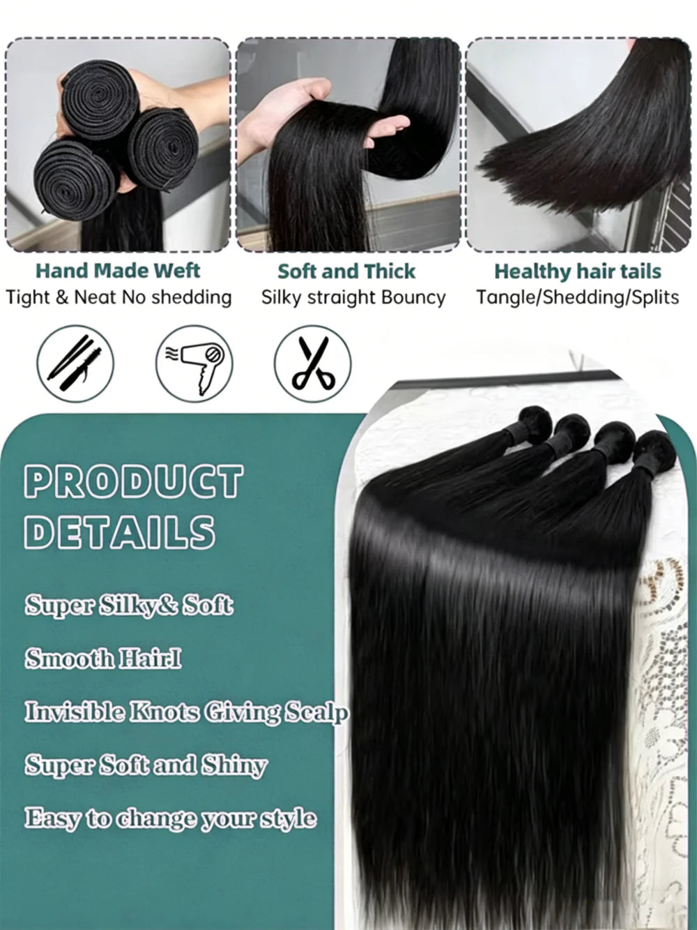 Real Human Hair Bone Straight Bundles 30 40 Inches Raw Hair 1 3 4 Bundles Brazilian Hair Weave Extensions For Black Women