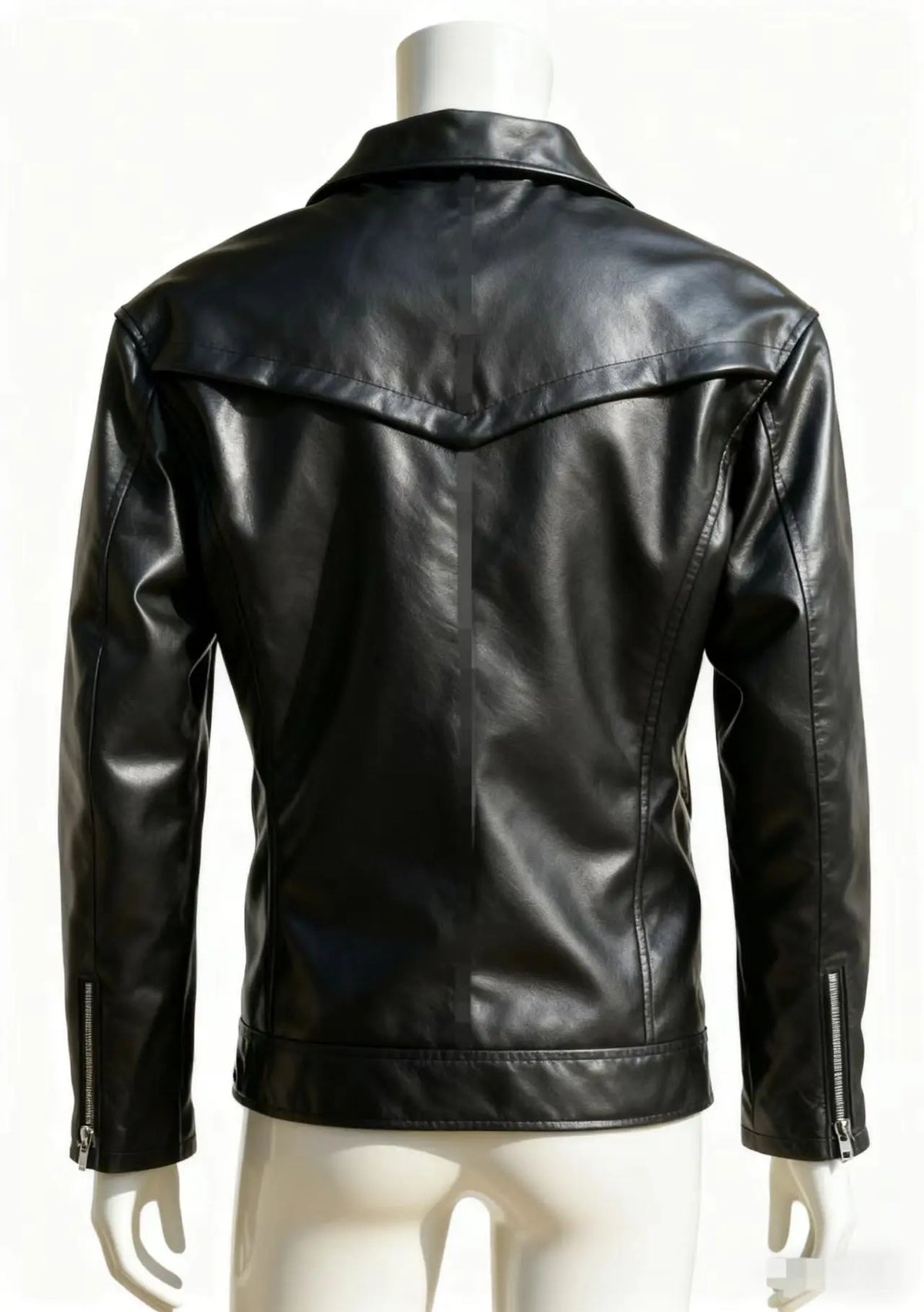 Winter and Autumn Men's Oversized Button-down PU Leather Coat with Multiple Zippers Polo Jacket, with Many Zippers