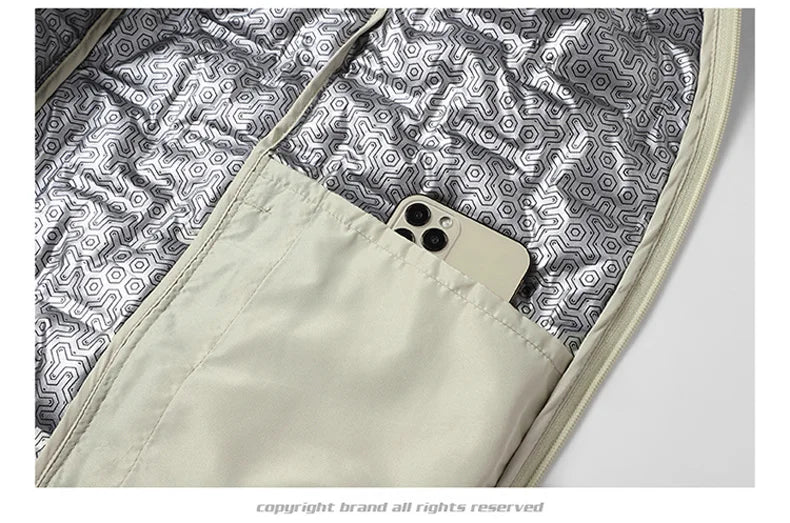 Winter White Down Jacket Men Graphene Self-heating Windproof Pleated Hooded Puffer Jackets Casual Warm Down Coats Male Clothing