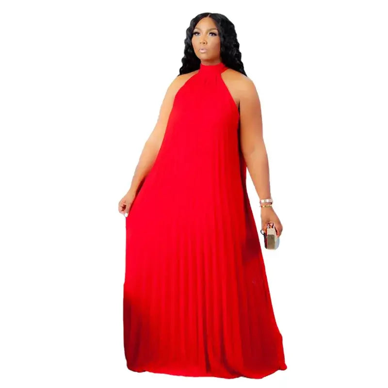 Wmstar Damen Übergröße Langarmkleid Ärmellos Bandage Neckholder Hohl Gesplitzt A-Linie Maxikleider Outfits Großhandel Dropshipping