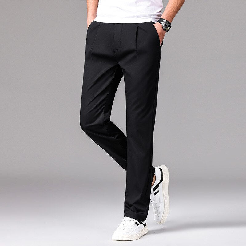 2023 Spring Summer New Men&#39;s Straight Thin Khaki Casual Pants Classic Style High Quality Modal Cotton Business Trousers Male