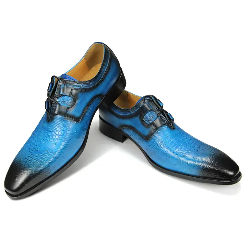 High Quality New Blue Black Luxury Derby for Men Formal Fashion Business Designer Style Social Natural Casual Shoe Leather