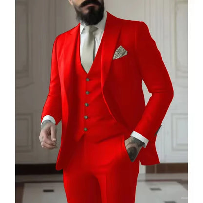 Sage Green Men's Slim Fit 3 Piece Suits (Jacket+Vest+Pant) Wedding Groom Tuxedos Prom Formal Male Party Blazers