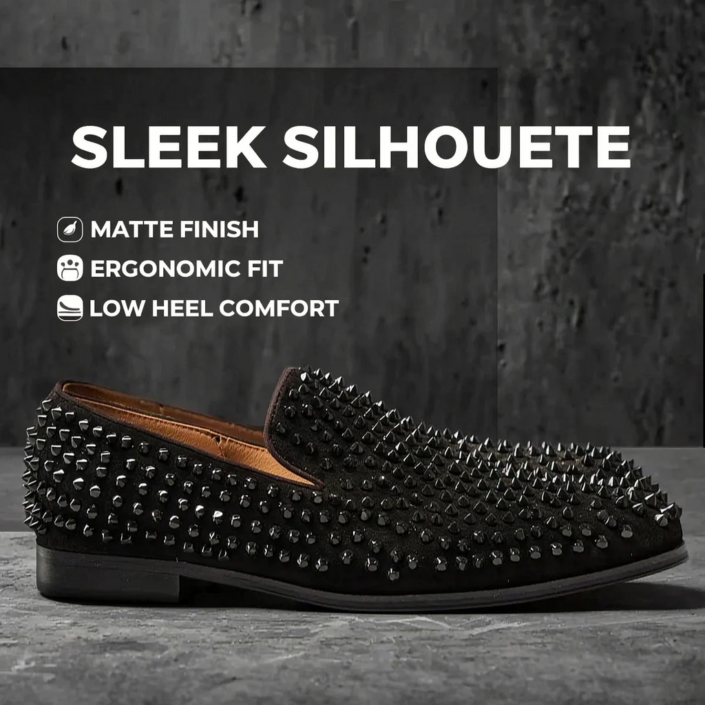 Men's Handmade Spike Loafers Black Glitter Fashion Shoes with Shining Rivets for Party And Wedding Runway Style