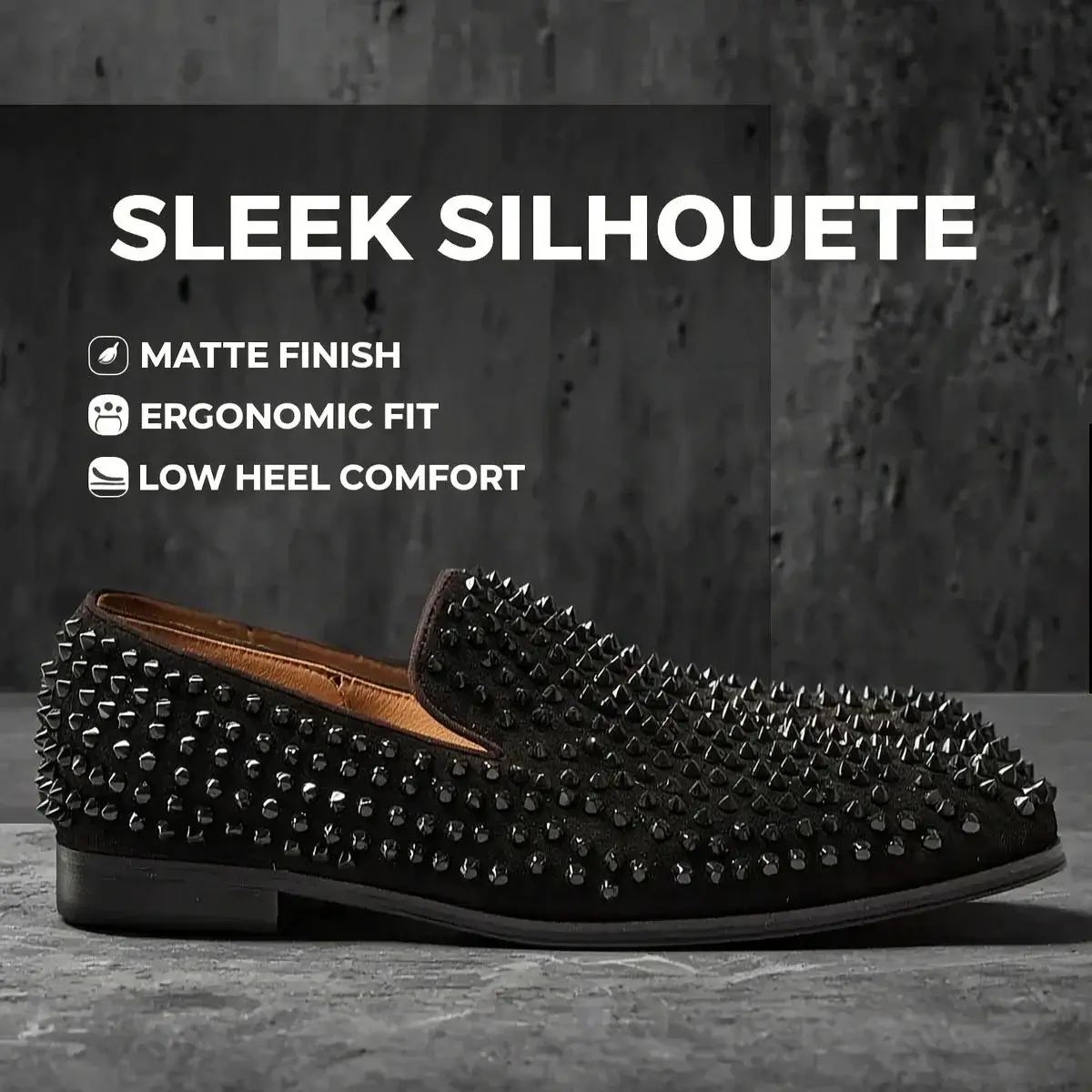 Herren handgemachte Spike Loafer Schwarze Glitzer Fashion Schuhe mit glänzenden Nieten für Party und Hochzeit Laufsteg-Stil