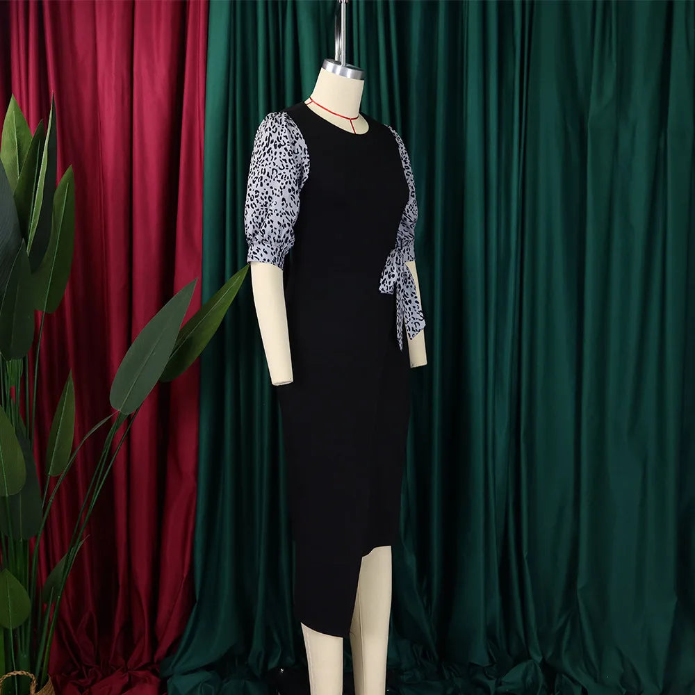 FairyShely 2025 Short Sleeve Patchwork Plus Size Dress Women Large Bodycon Big Dresses Lady Summer Party Tight Curvy Dress