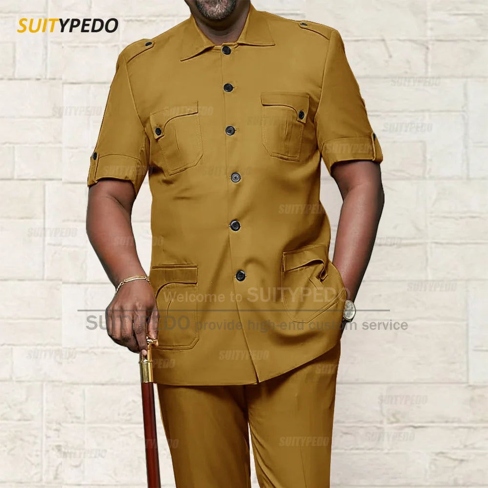 Custom Men Suit Sets For Formal Party Africa Style Male Good Quality Blazer Pants 2 Pieces Business Meeting Slim Fit Costumes