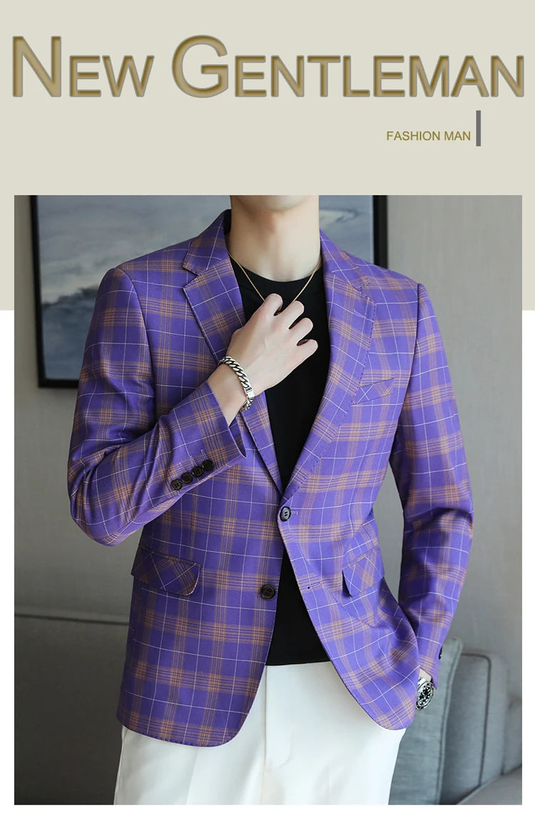 2024 New High-end Men's Two-button Suit Fashion Matching Handsome Casual Dating Slim Suit Single West Coat  Gucci Blazer Men