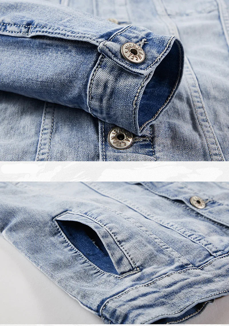 Frühling Herbst Denim Anzug Herren Slim Micro-Stretch Zweiteiler Frühling und Herbst Jacke Jeans