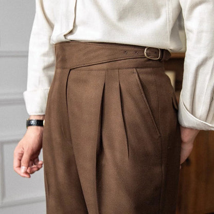 Men's Light Luxury Naples Slim-fit Dress Pants Fashion Casual Solid Color British Retro Premium Elegant Popular Leisure Trousers