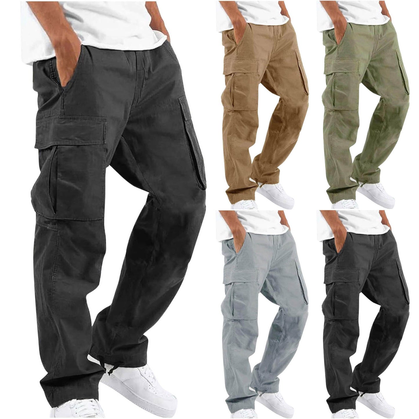 2023 Street Fashion Multi-pocket Brand Cotton Overalls Men&#39;s Loose Daily Casual Trousers Straight Mopping Pants Plus Size S-5XL