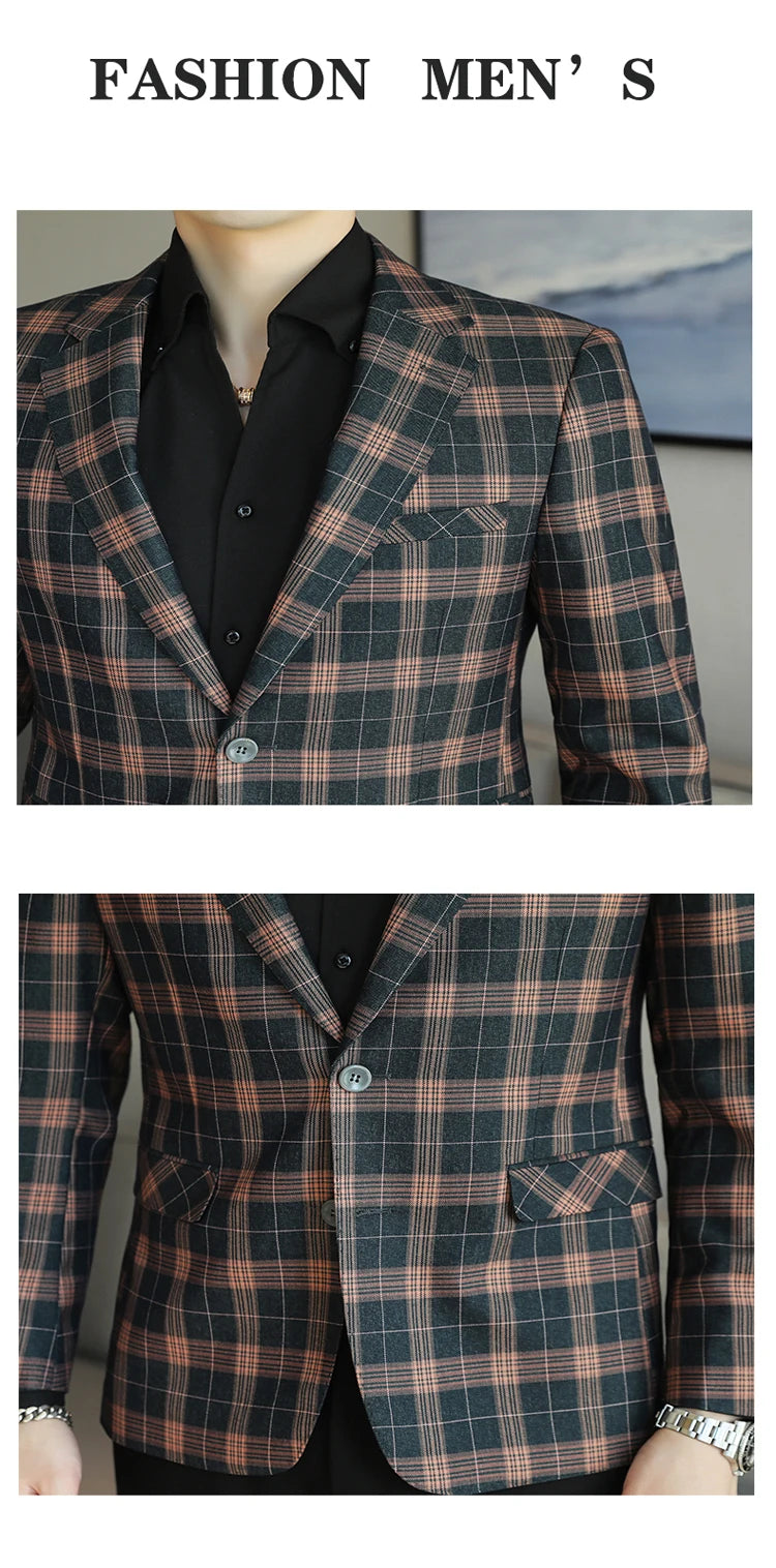 2024 New High-end Men's Two-button Suit Fashion Matching Handsome Casual Dating Slim Suit Single West Coat  Gucci Blazer Men