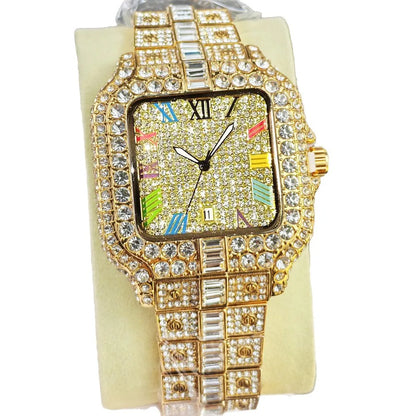 NO logo Hot Fashion Full Diamond Watch Men Brand Hip Hop Iced Out Bling Square Quartz Wristwatch For Man Jewelry Dropshipping