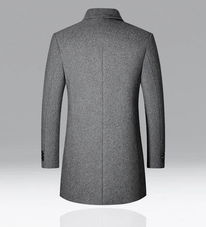 BROWON Brand Winter Coat Men  Autumn Solid Turn-Down Collar Wool Long Jacket for Men New Business Casual Keep Warm Outerwear