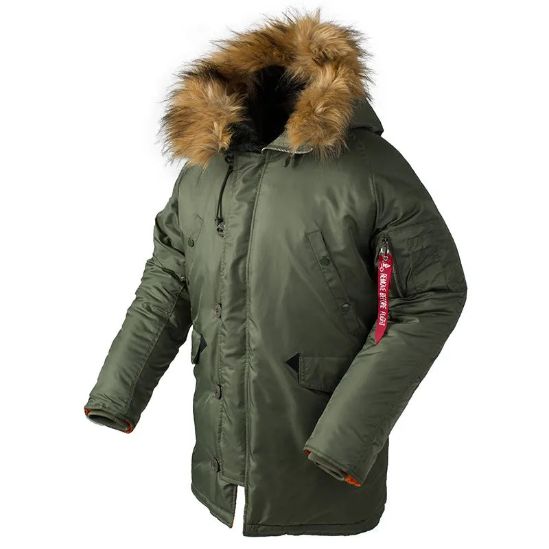 Winter N3B usaf waterproof puffer long coat military fur hood warm tactical bomber army thick us air force parka for men