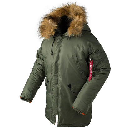 Winter N3B usaf waterproof puffer long coat military fur hood warm tactical bomber army thick us air force parka for men