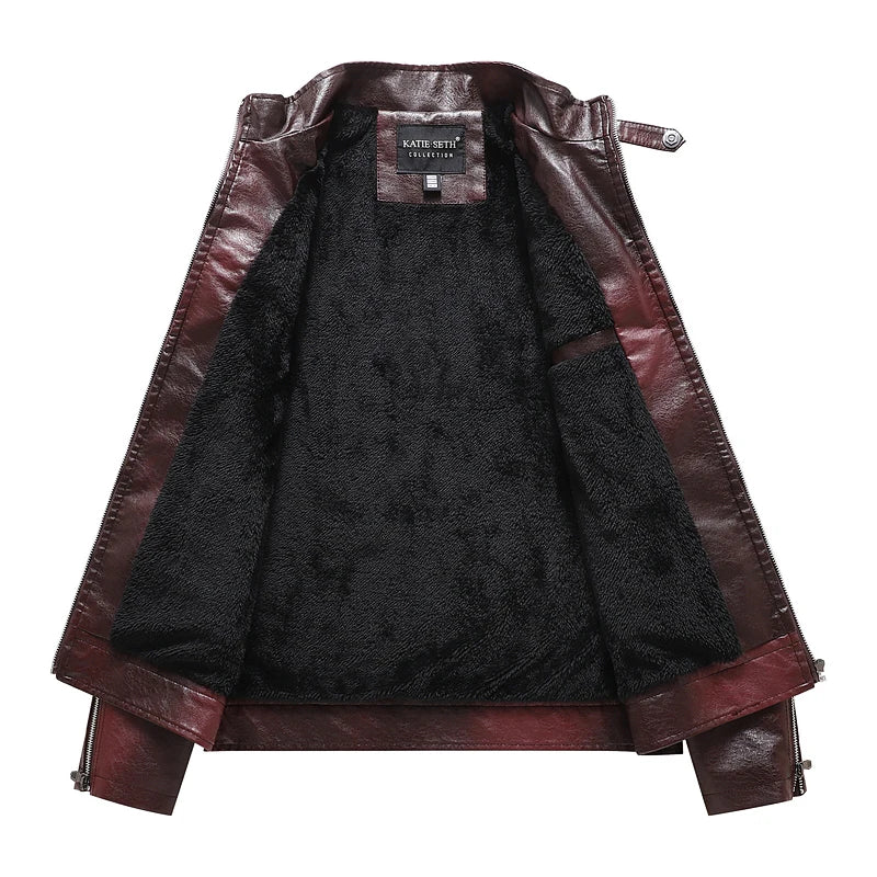 Men's Autumn Winter Men High Quality Fashion Coat Leather Jacket Motorcycle Style Male Casual Jackets For Warm Overcoat US Size