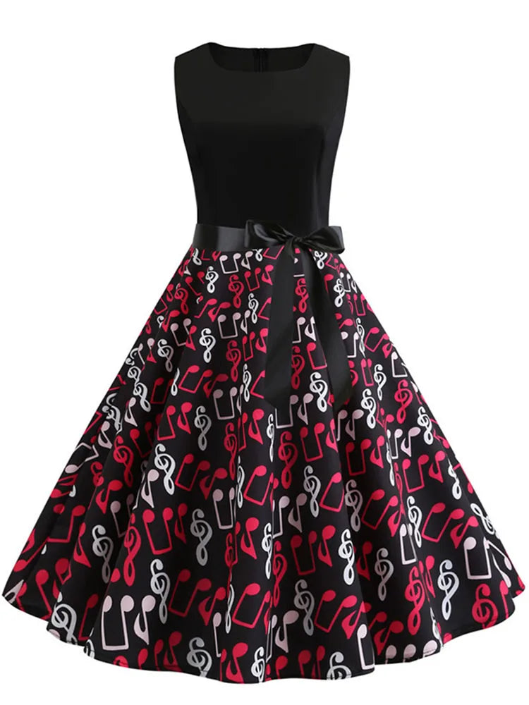 Black White Polka Dot Summer Dress Women Sleeveless Vintage 50s 60s Party Office Dresses